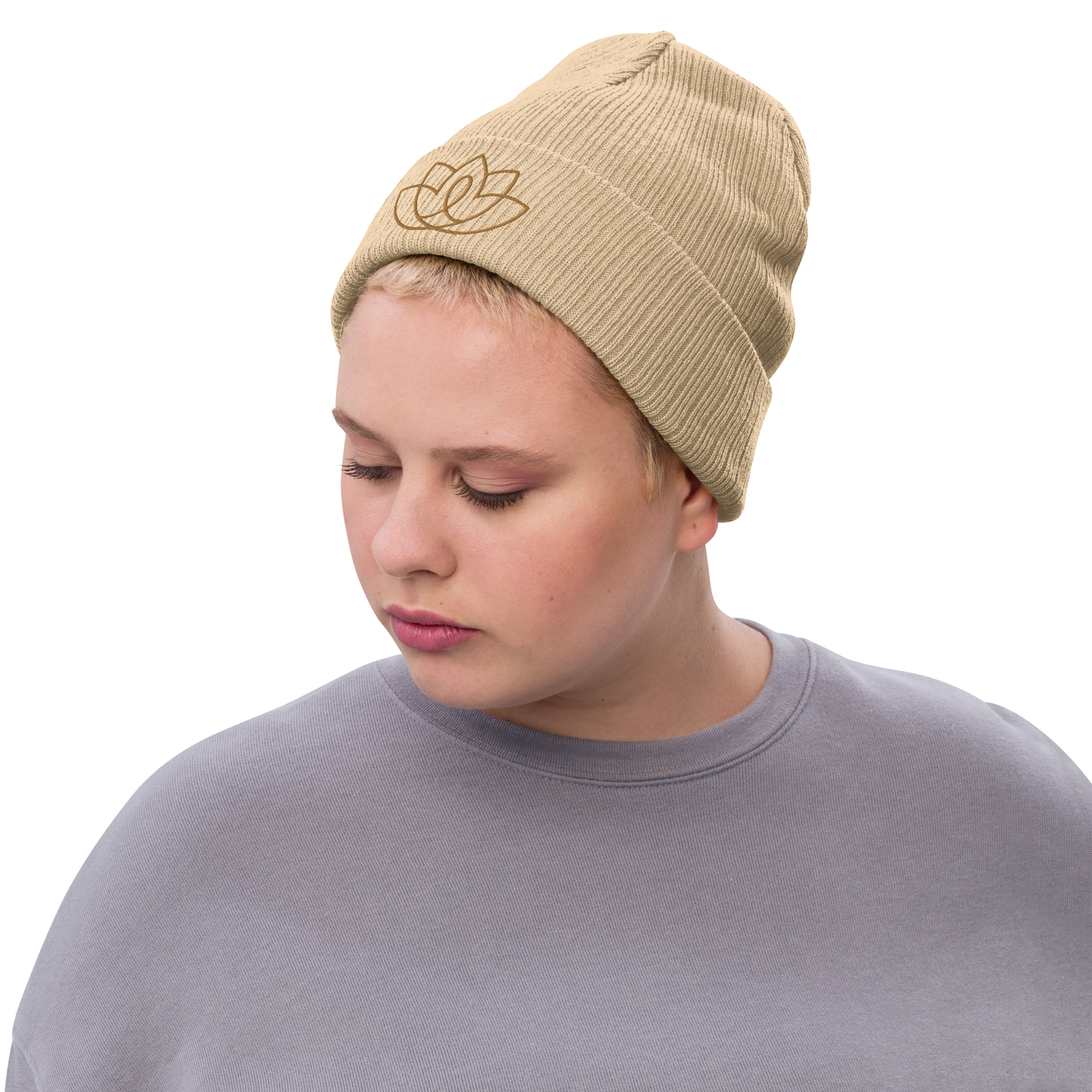 Embroidered Ribbed Knit Beanie